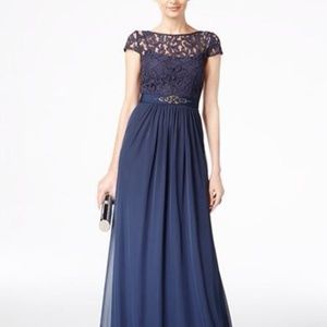 Adrianna Papell Lace Illusion Gown in Midnight